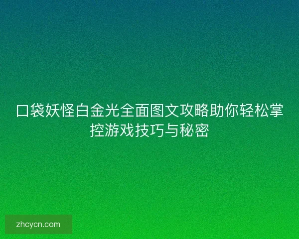 口袋妖怪白金光全面图文攻略助你轻松掌控游戏技巧与秘密